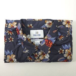 28 Palms Hawaiian Button Up Shirt Men's XXL Pineapple‎ Guitar Print Short Sleeve